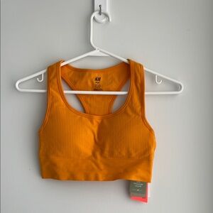 H&M Orange Ribbed Sports Bra